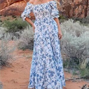 Ivy City Co Blue Floral Maxi Dress